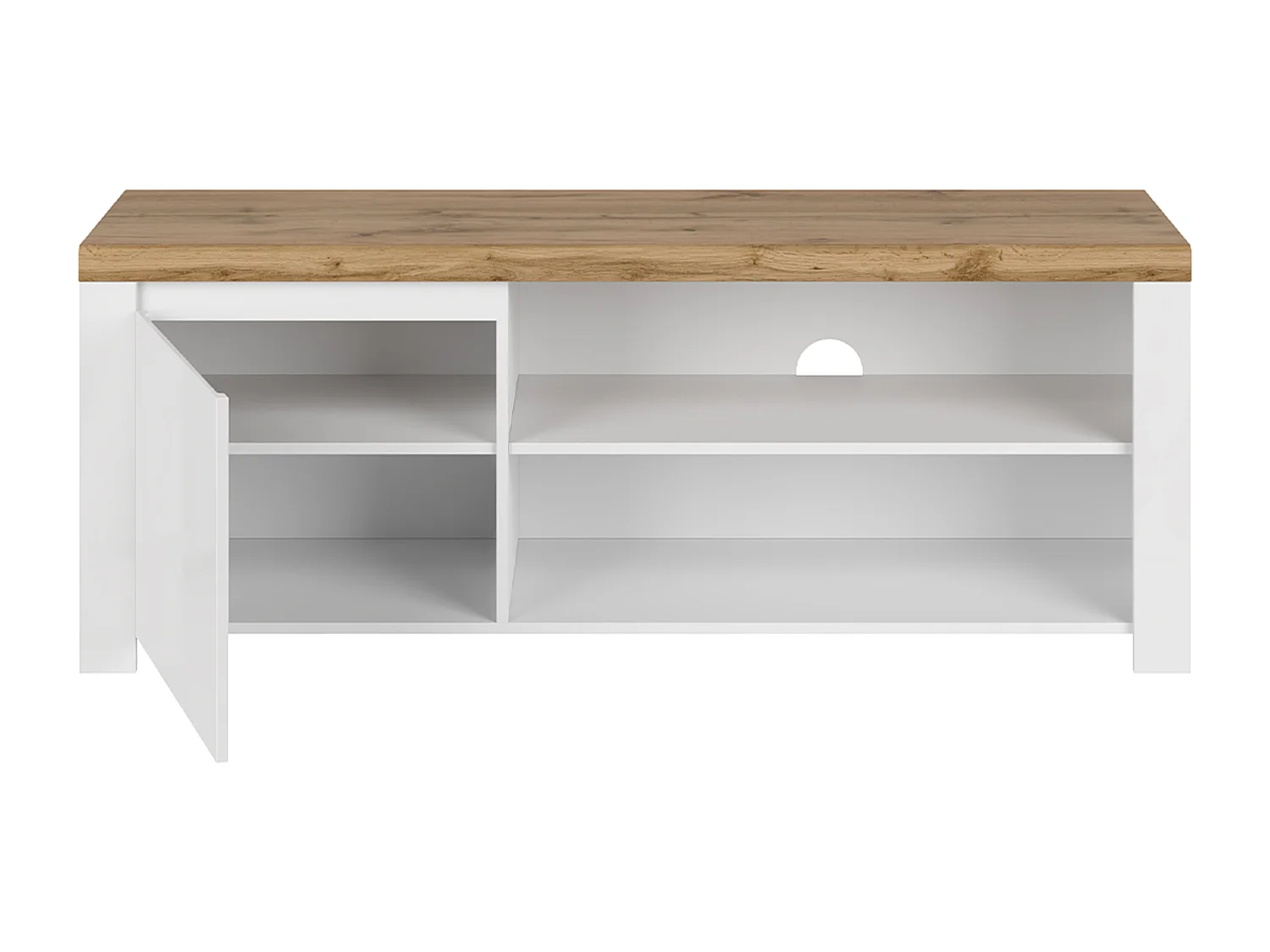 Lowboard  - Glas Weiß/Eiche Wotan Dekor - DAMINO