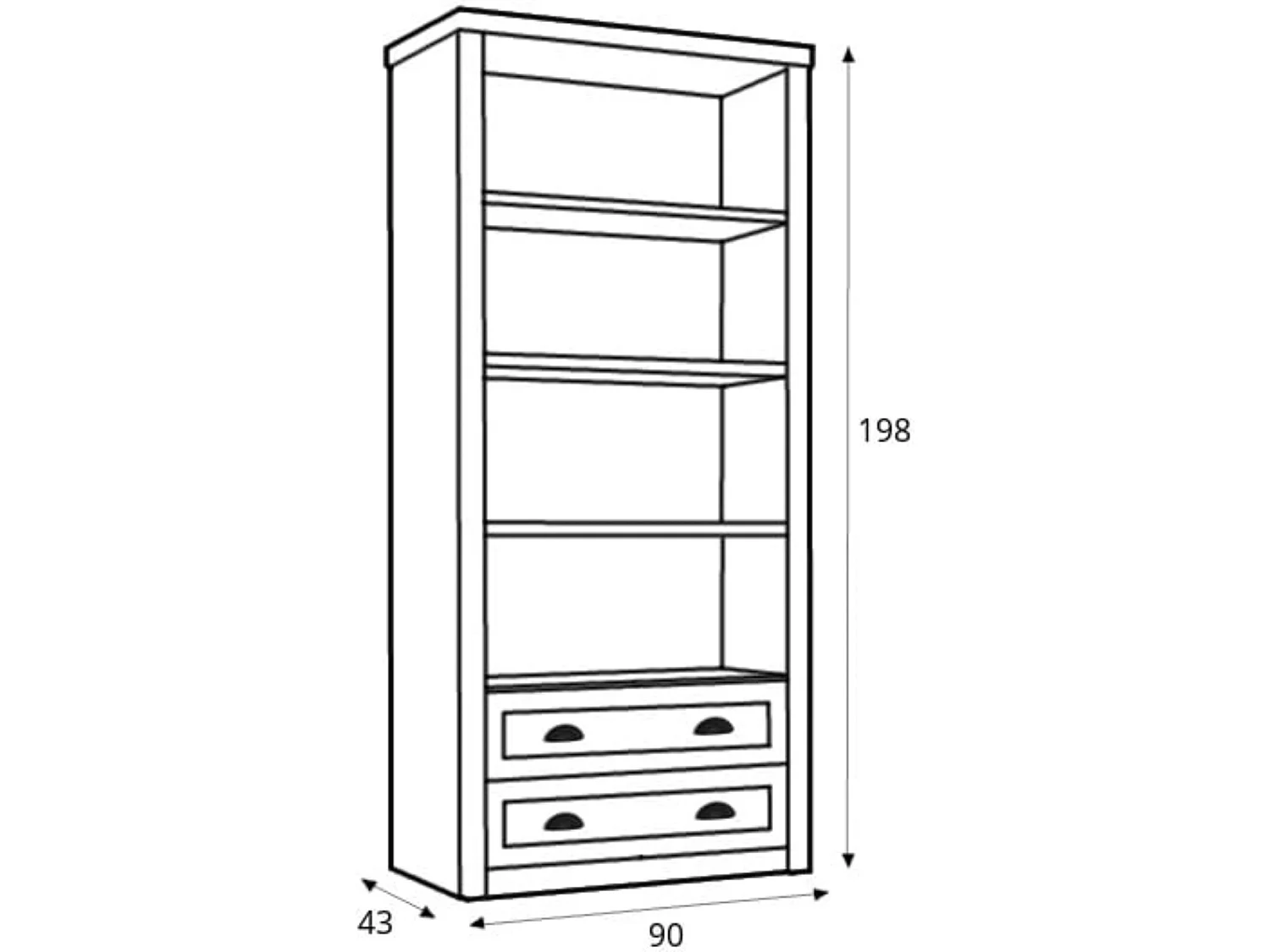Bücherregal mit Schubladen und Einlegeböden - weiß - LEMAS