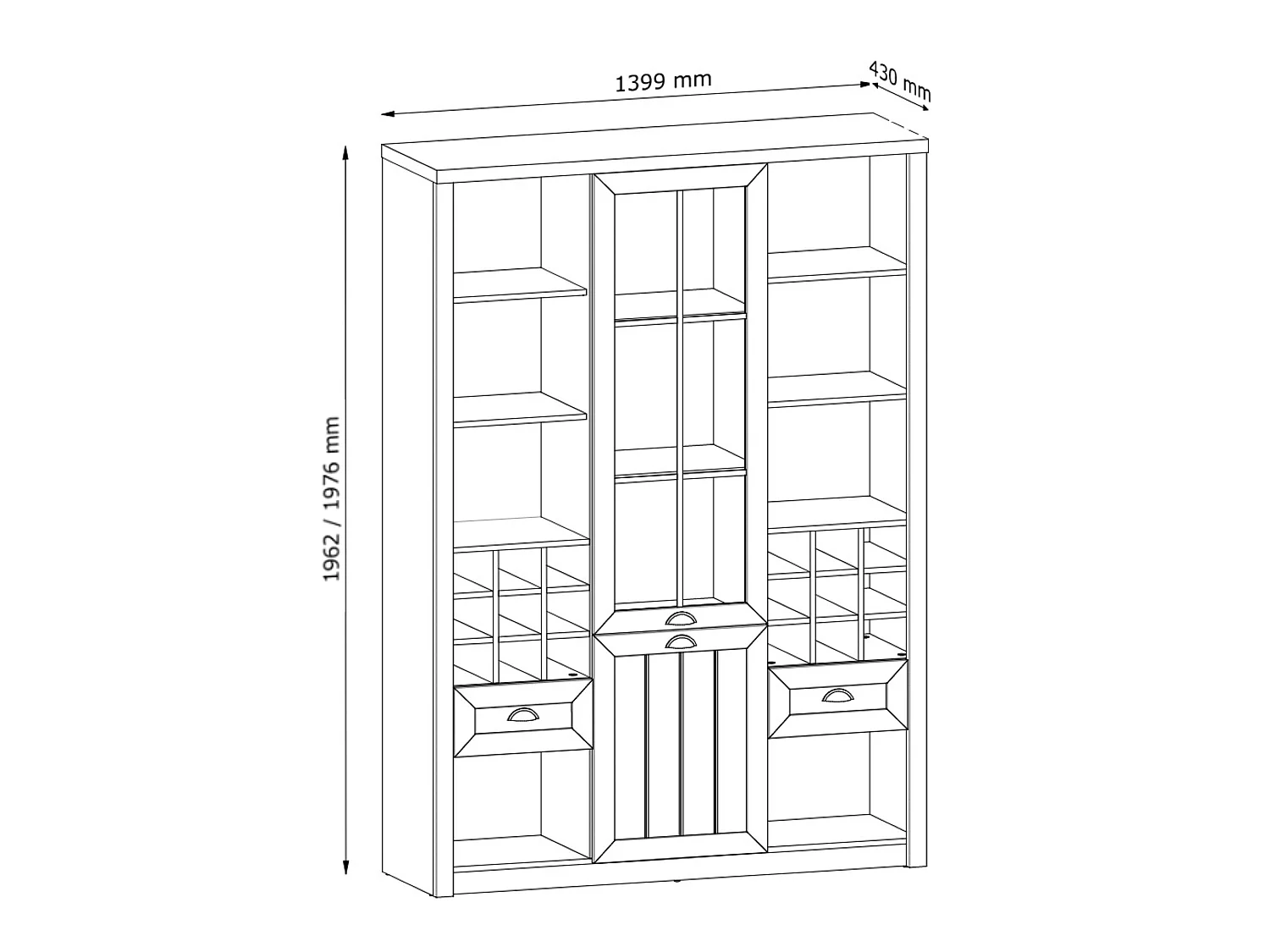 Sideboard mit Schubladen - Einlegeböden und Türen - weiß - LEMAS