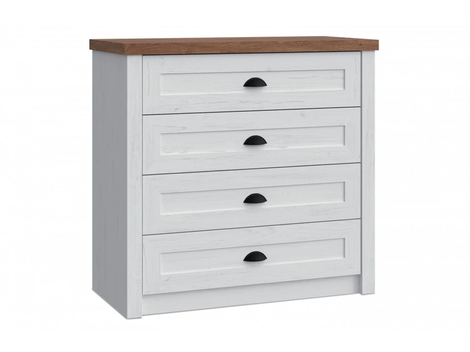 Kommode mit 4 Schubladen - zeitloses Design - weiß - LEMAS