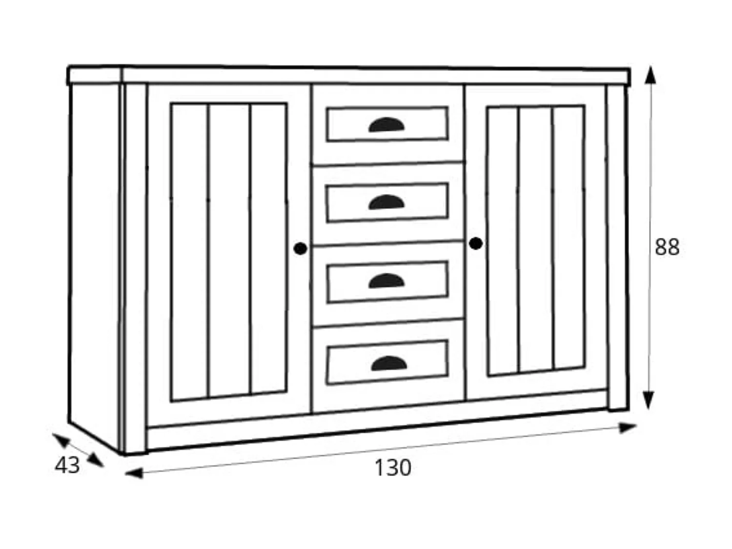 Kommode mit Türen und Schubladen - weiß - LEMAS