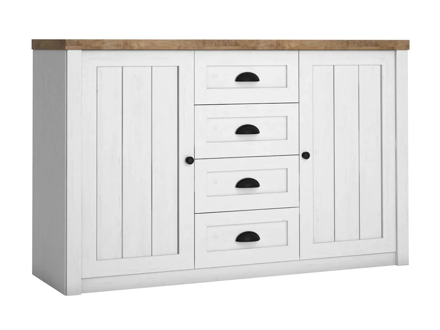 Kommode mit Türen und Schubladen - weiß - LEMAS