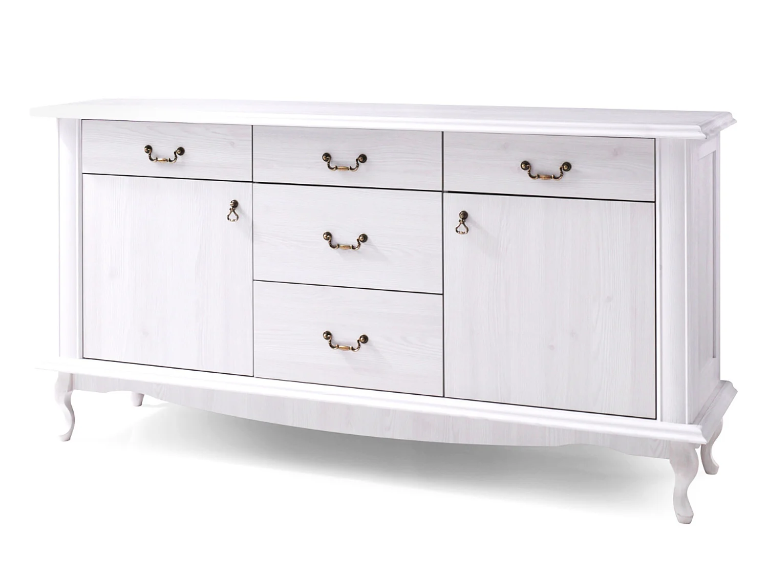 Kommode mit Türen geschnitzte Füße - weiß - BRITON