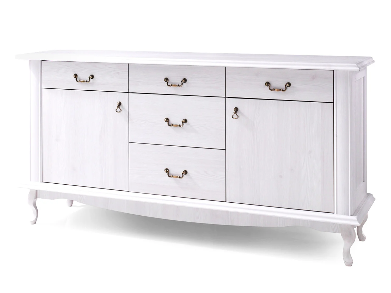 Kommode mit Türen geschnitzte Füße - weiß - BRITON