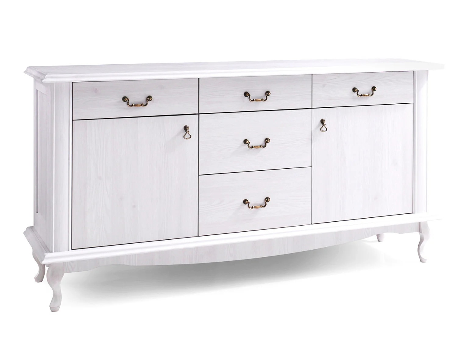 Kommode mit Türen geschnitzte Füße - weiß - BRITON