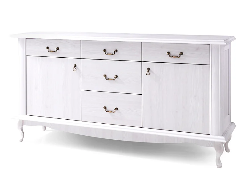 Kommode mit Türen geschnitzte Füße - weiß - BRITON