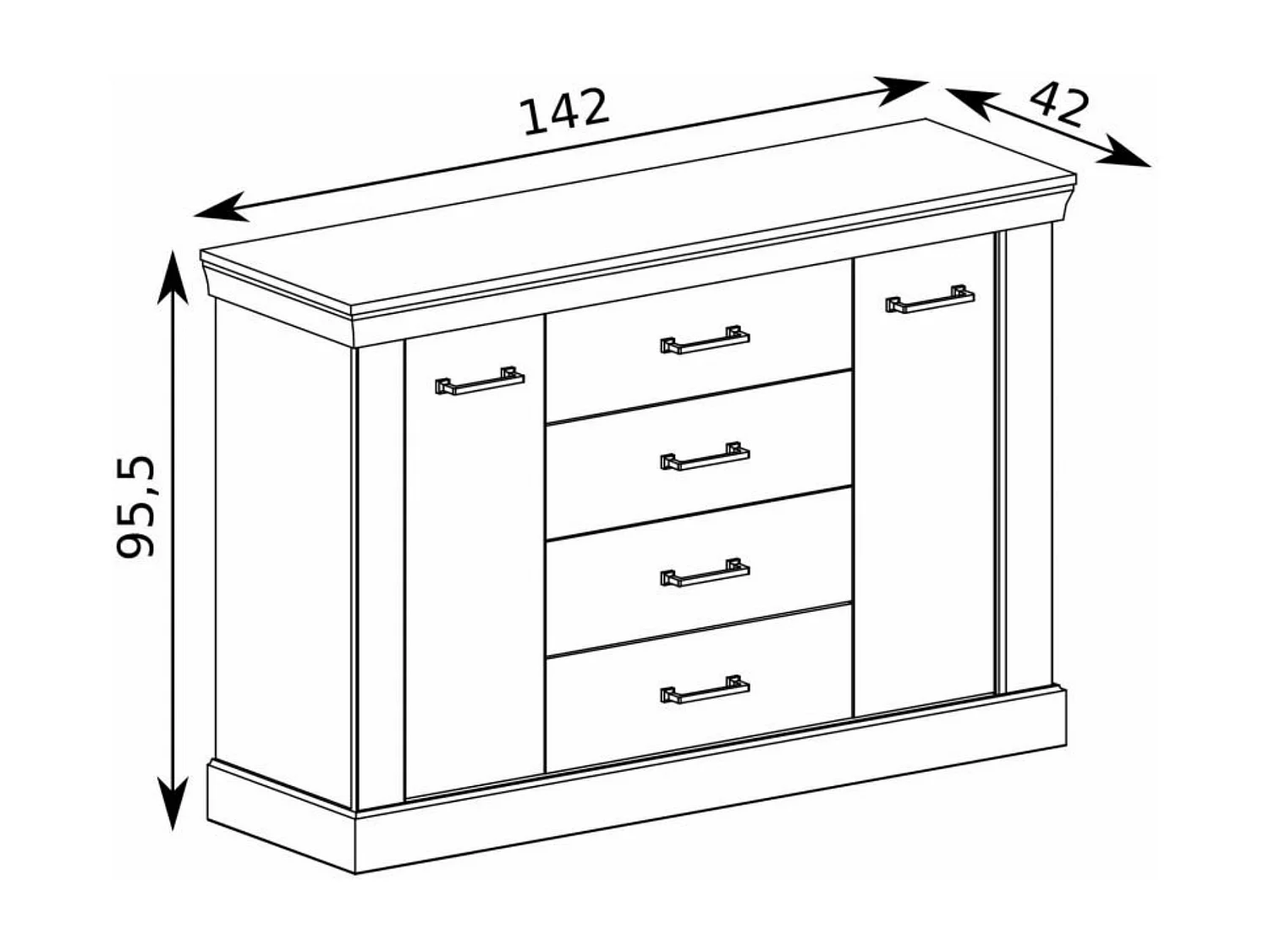Kommode mit Schubladen und Türen - vintage - natürliche Eiche - VETIS