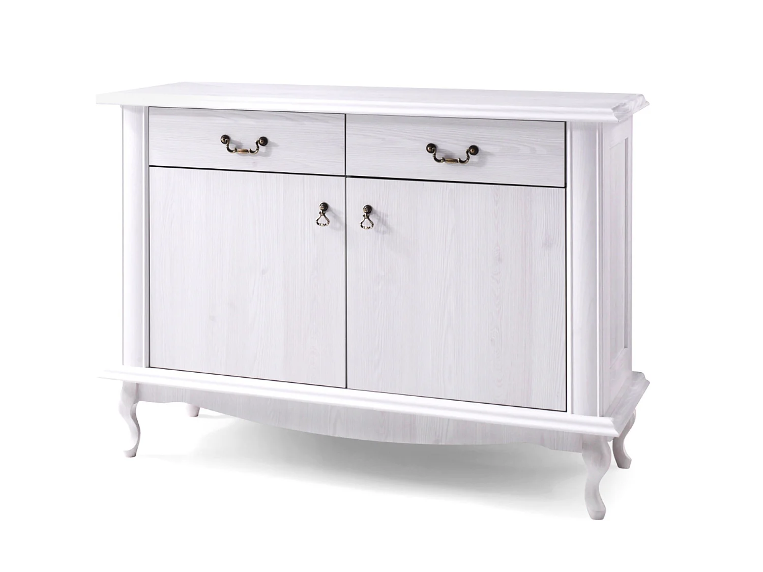 Kommode mit Türen geschnitzte Füße - weiß - BRITON