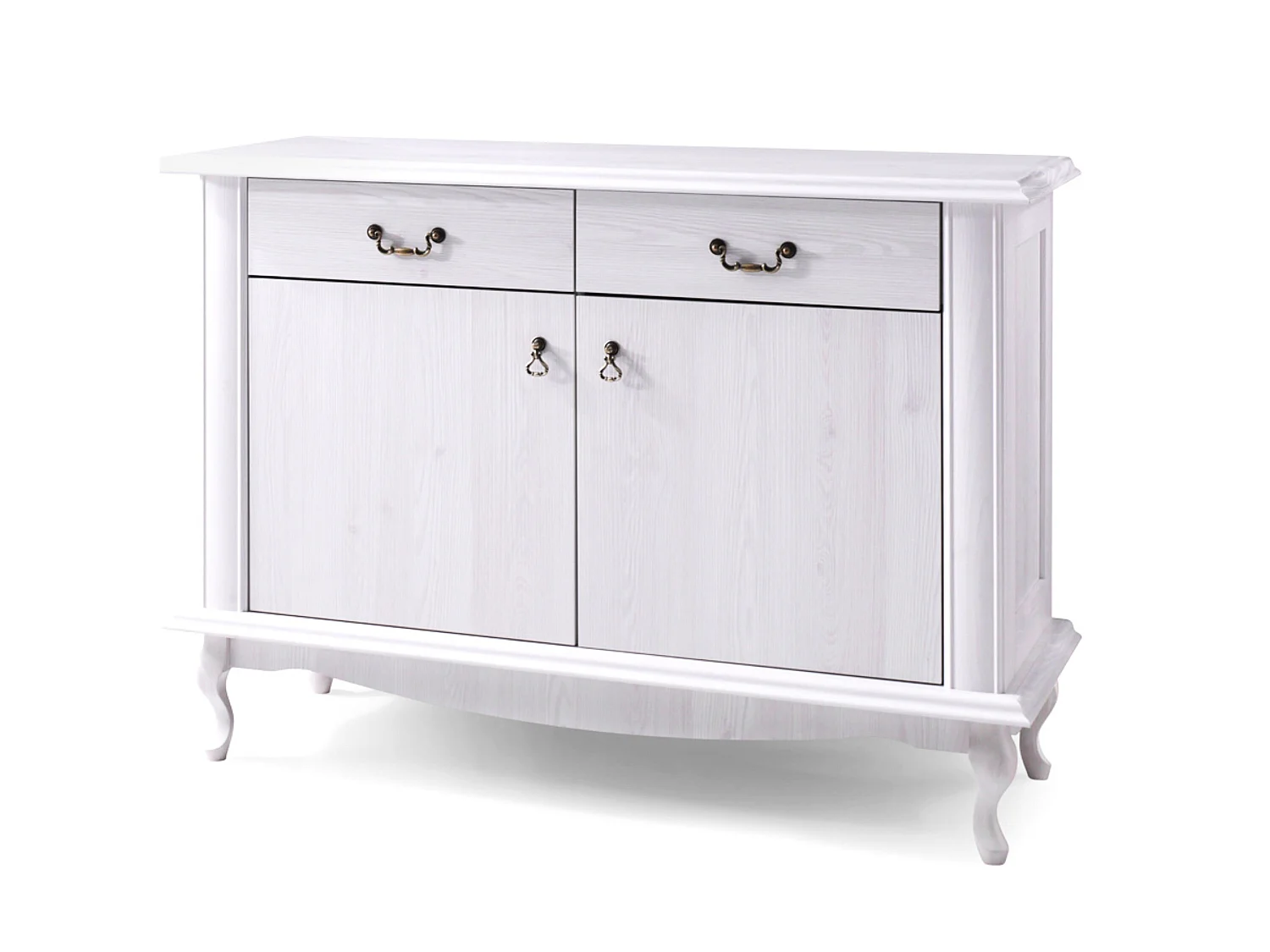 Kommode mit Türen geschnitzte Füße - weiß - BRITON
