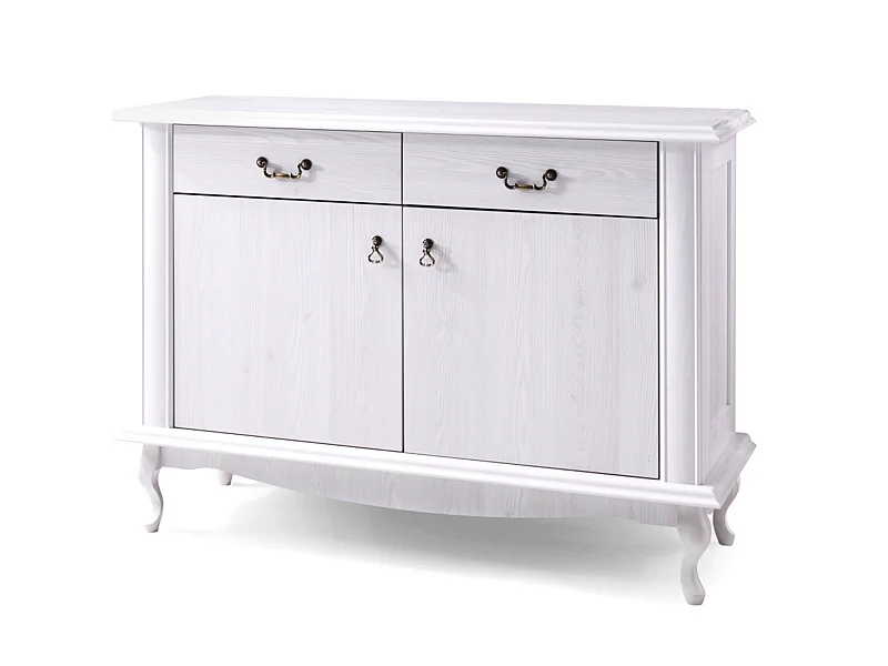 Kommode mit Türen geschnitzte Füße - weiß - BRITON