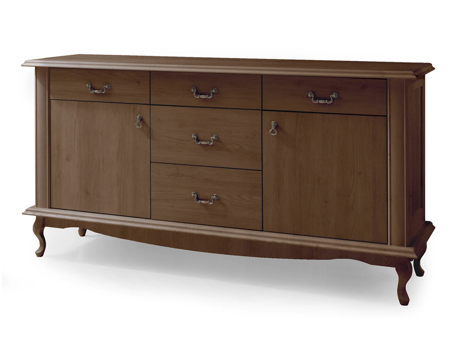 Kommode mit Türen geschnitzte Füße - braun - BRITON