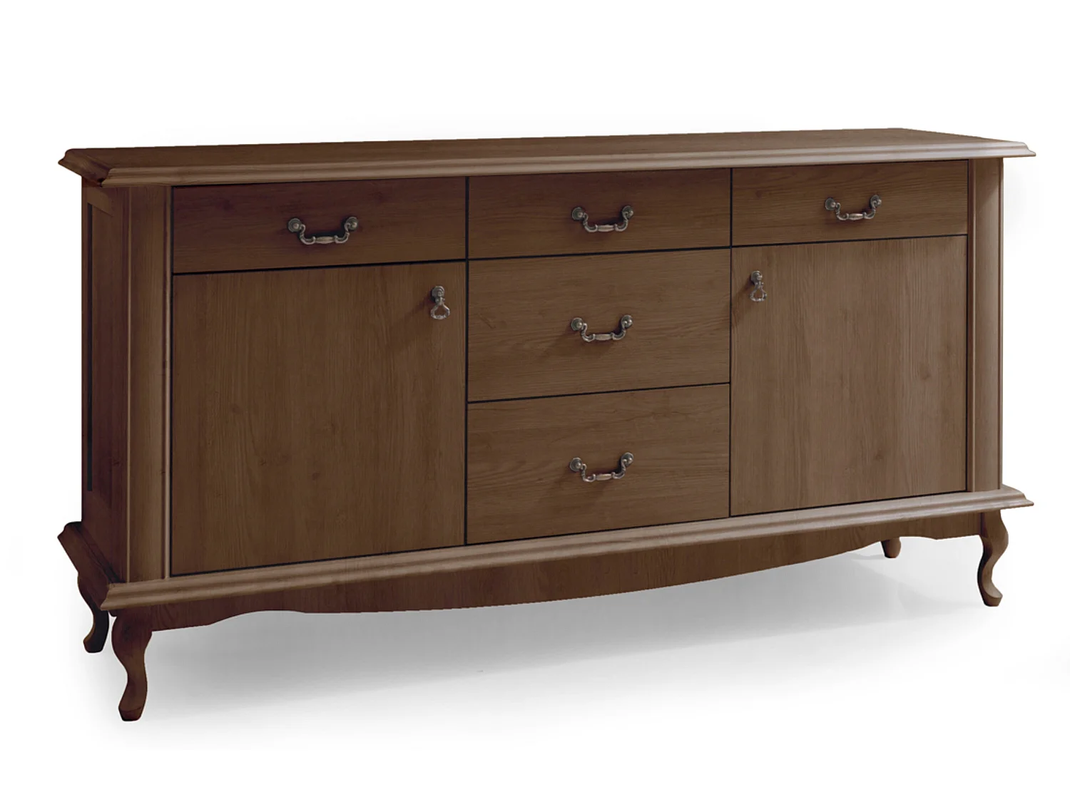 Kommode mit Türen geschnitzte Füße - braun - BRITON