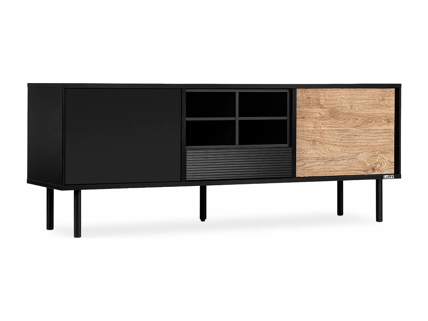 TV-Schränk Loft-Stil - schwarz - LOFTY