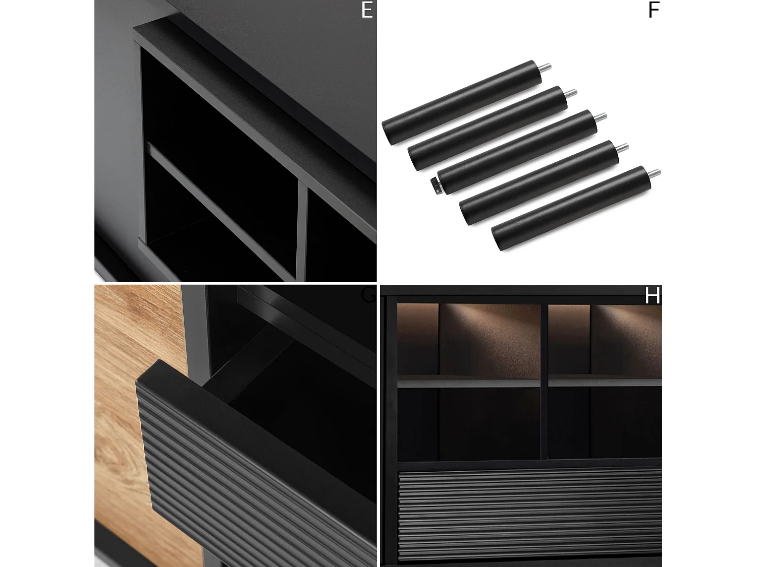 TV-Schränk Loft-Stil - schwarz - LOFTY