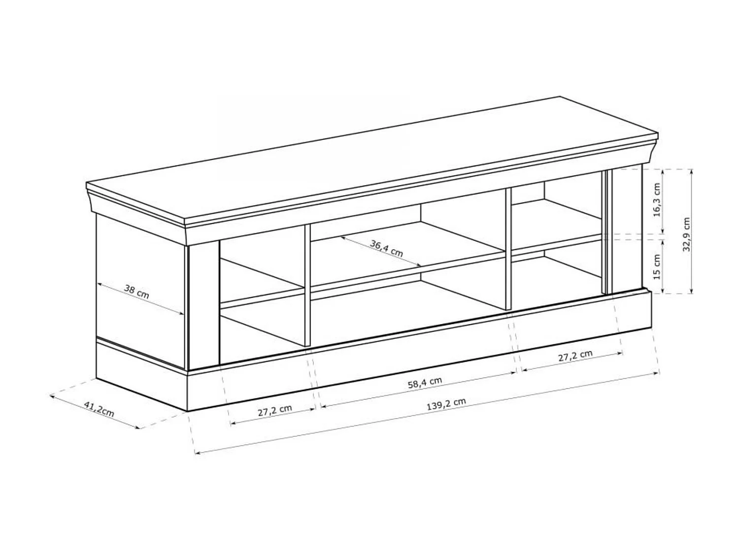 RTV-Schrank mit Türen vintage - helle Asche - VETIS