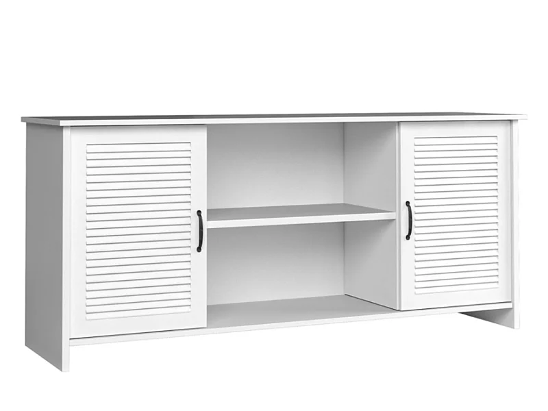 RTV-Schrank mit Türen maritimer Stil fräsen - weiß - MARIME