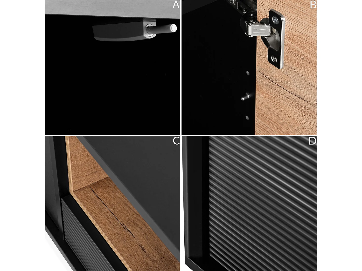 TV-Schränk Loft-Stil - schwarz - LOFTY