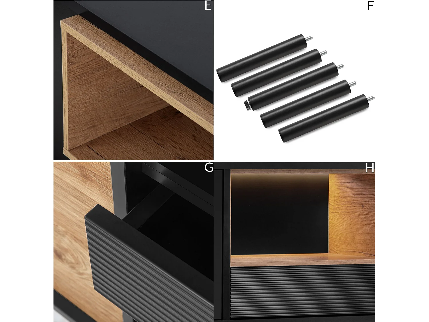 TV-Schränk Loft-Stil - schwarz - LOFTY