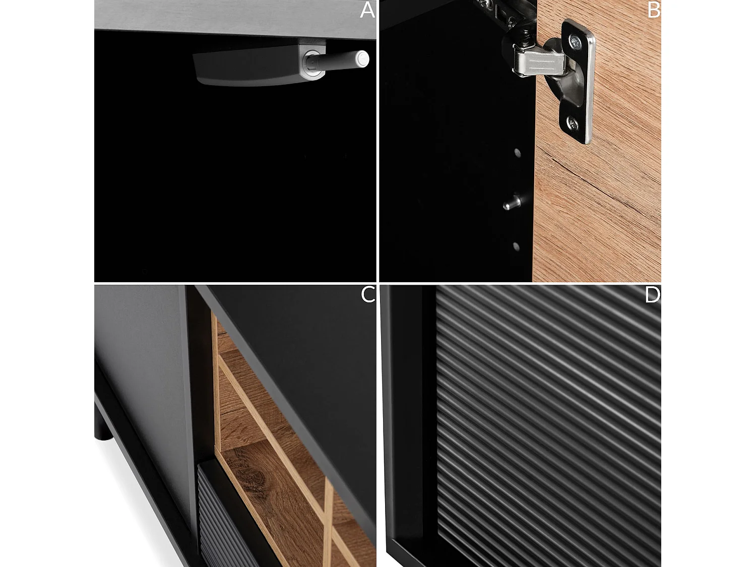 TV-Schränk Loft-Stil - schwarz - LOFTY