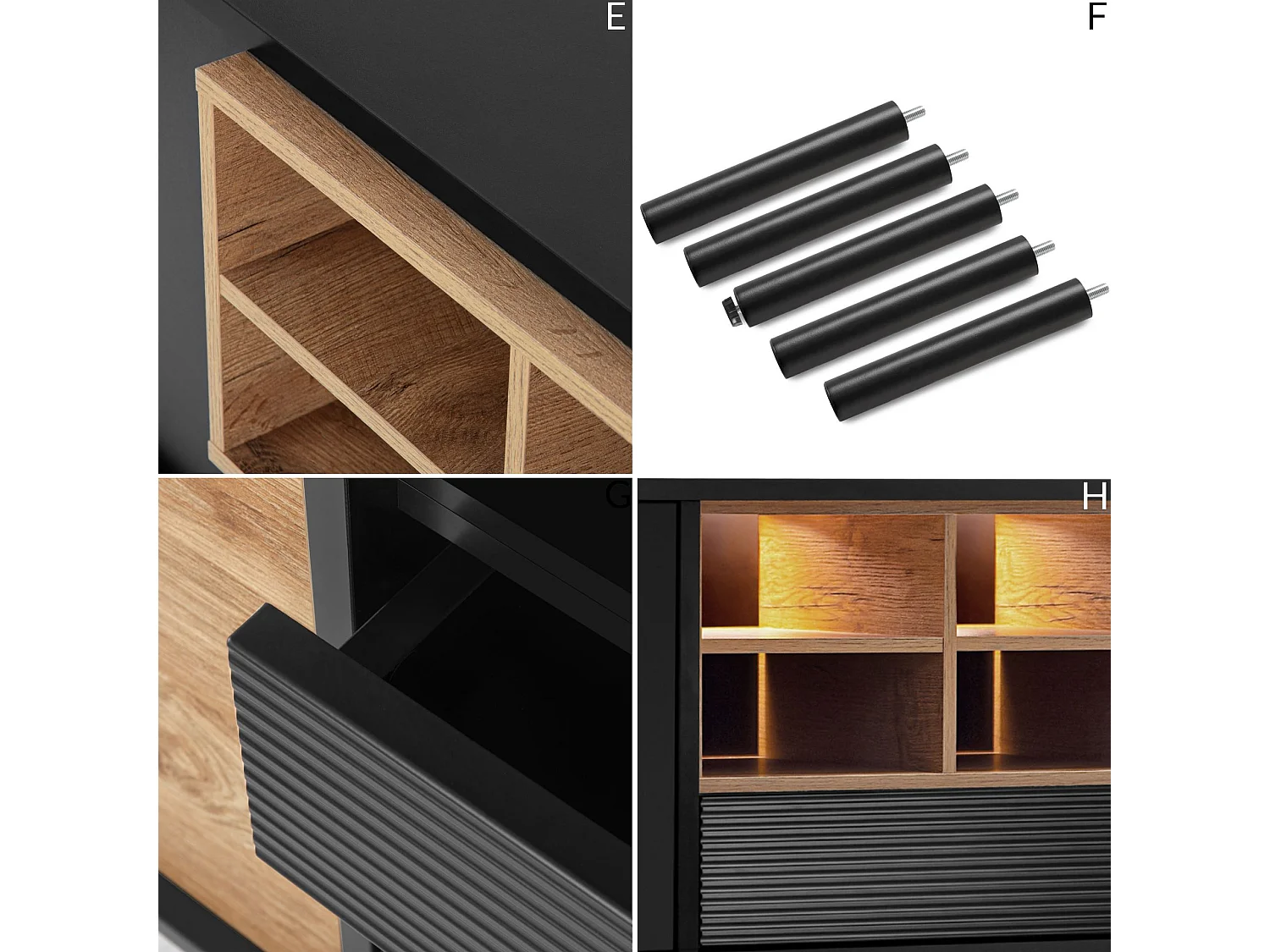 TV-Schränk Loft-Stil - schwarz - LOFTY