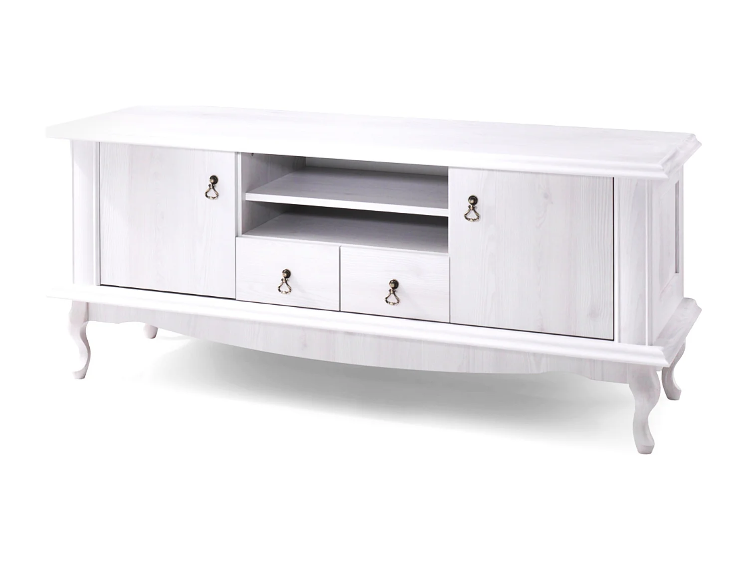 RTV-Schrank mit Schubladen geschnitzte Füße - weiß - BRITON