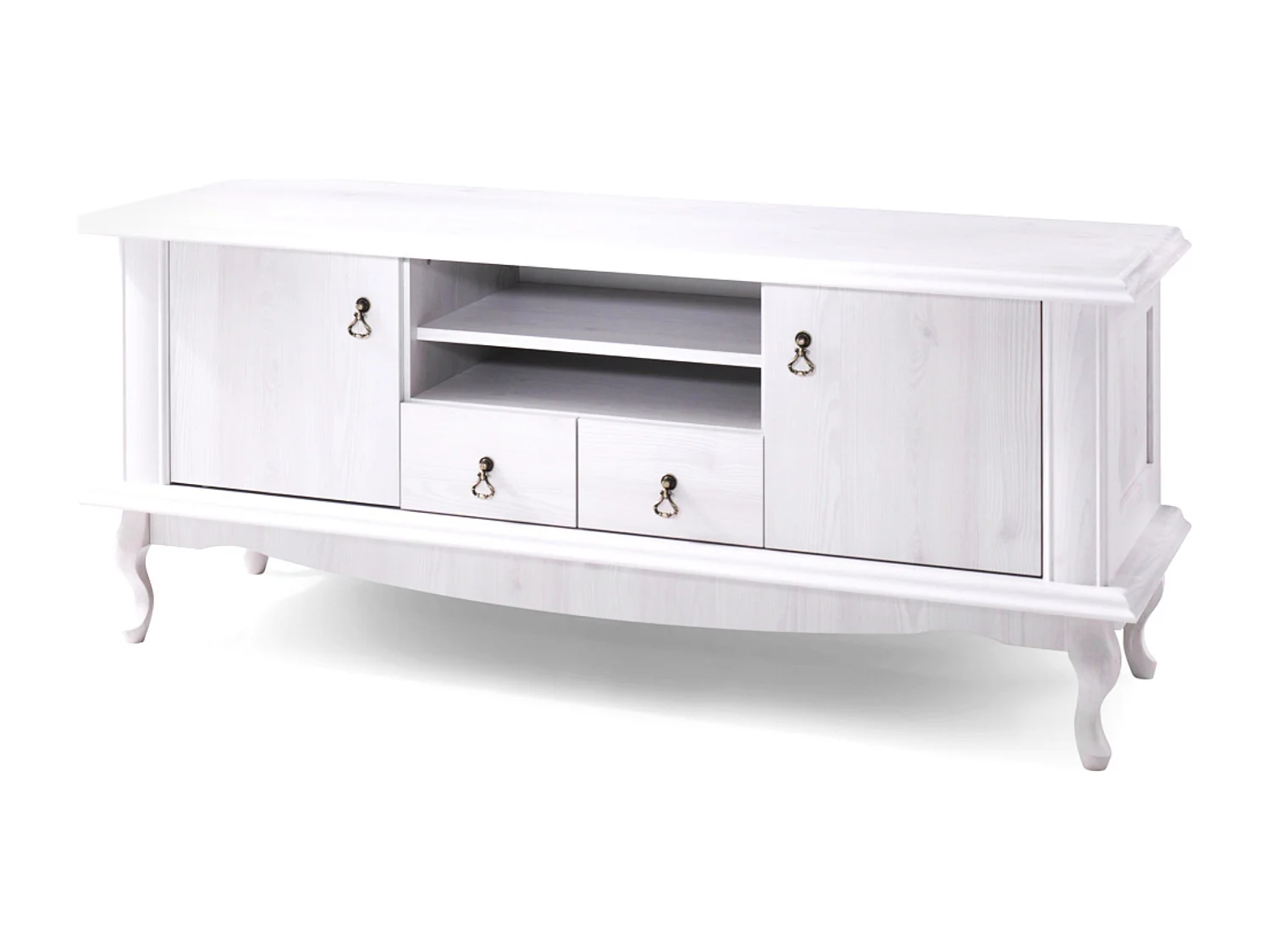 RTV-Schrank mit Schubladen geschnitzte Füße - weiß - BRITON