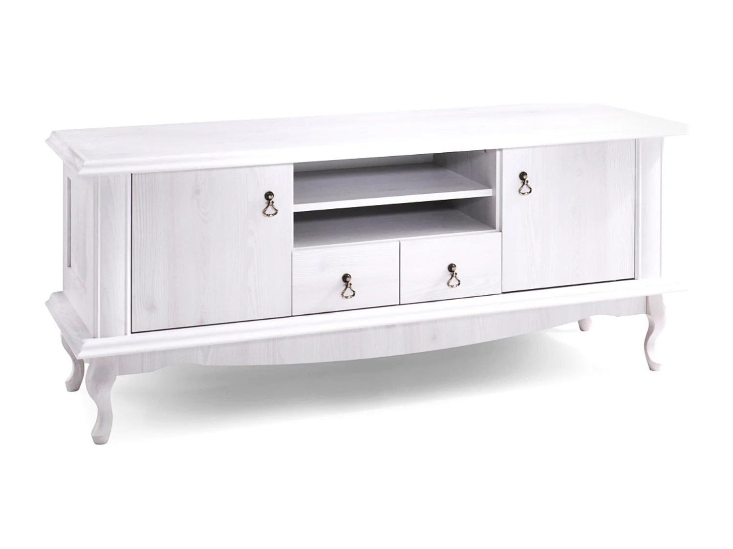 RTV-Schrank mit Schubladen geschnitzte Füße - weiß - BRITON