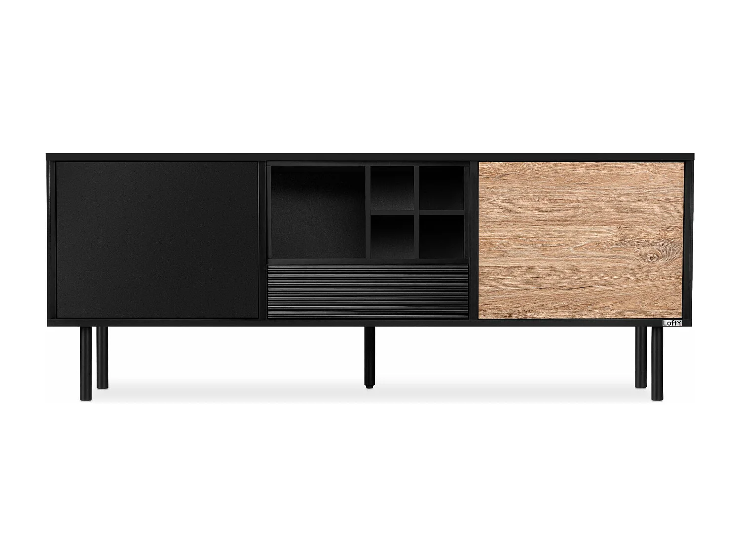 TV-Schränk Loft-Stil - schwarz - LOFTY