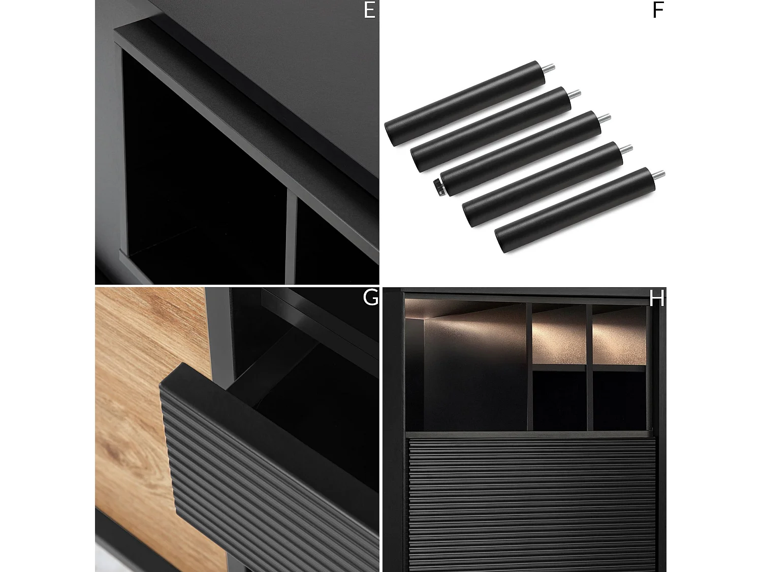 TV-Schränk Loft-Stil - schwarz - LOFTY