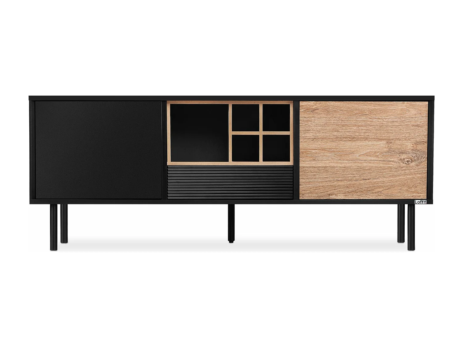 TV-Schränk Loft-Stil - schwarz - LOFTY