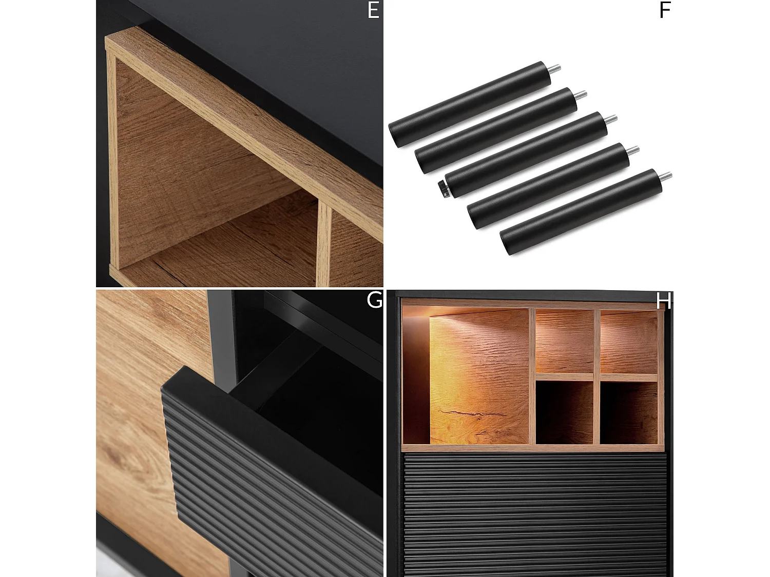 TV-Schränk Loft-Stil - schwarz - LOFTY