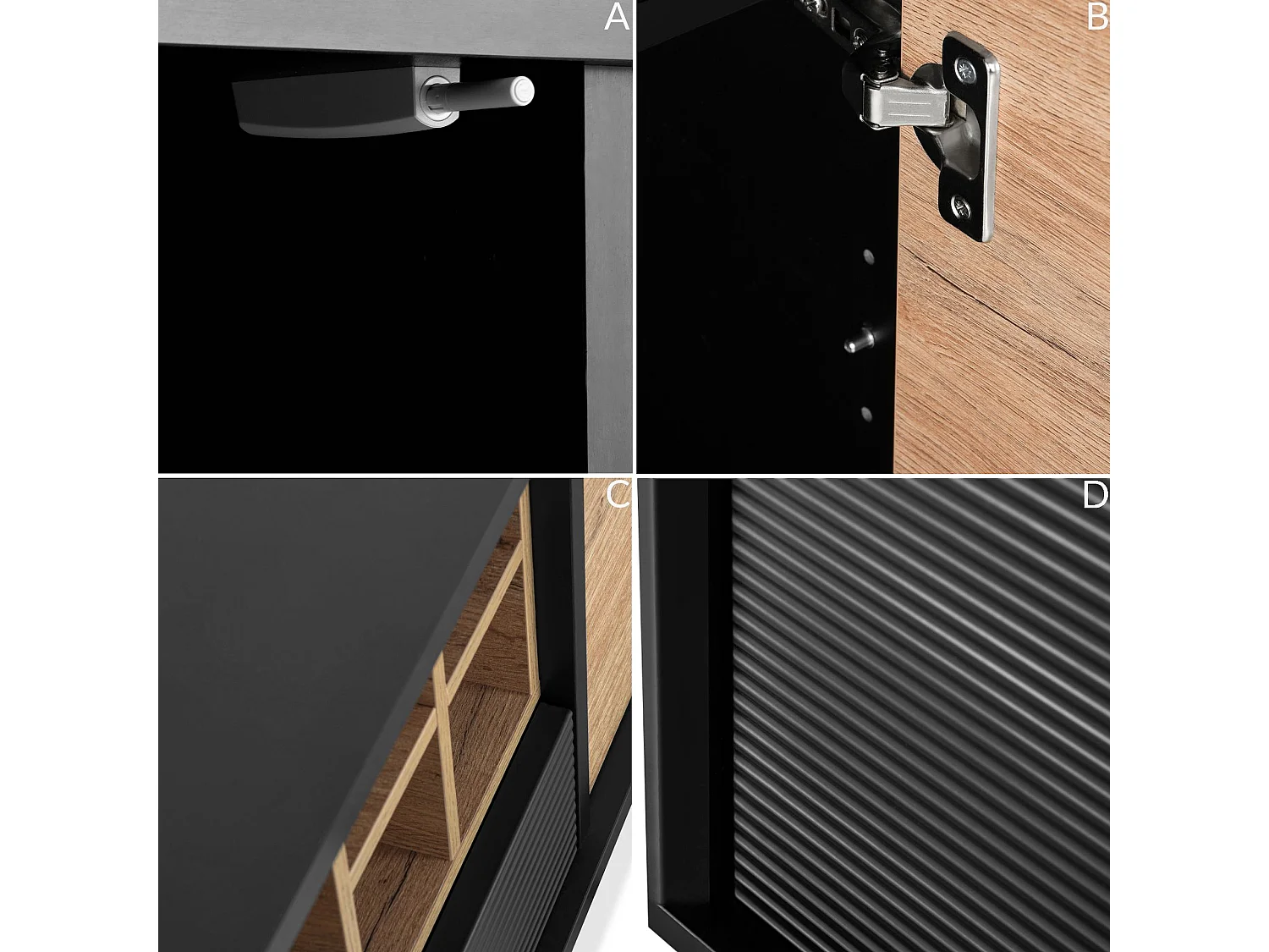 TV-Schränk Loft-Stil - schwarz - LOFTY