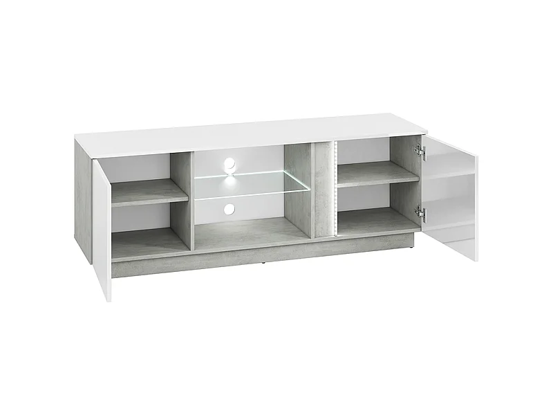 TV-Schränk Loft-Stil - weiß glänzend - HOSTA