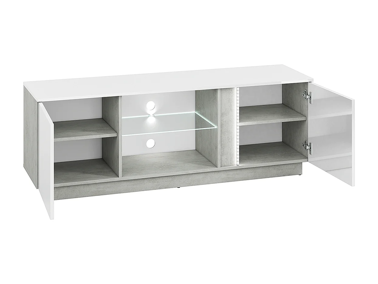 TV-Schränk Loft-Stil - weiß glänzend - HOSTA