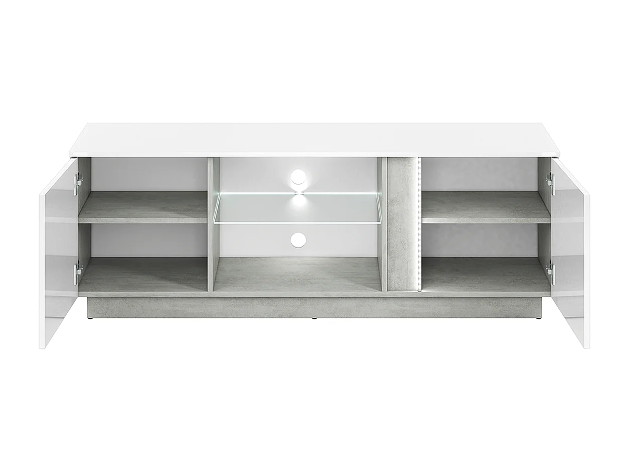 TV-Schränk Loft-Stil - weiß glänzend - HOSTA
