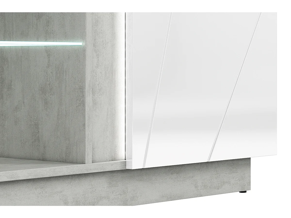 TV-Schränk Loft-Stil - weiß glänzend - HOSTA