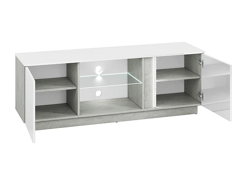 TV-Schränk Loft-Stil - weiß glänzend - HOSTA