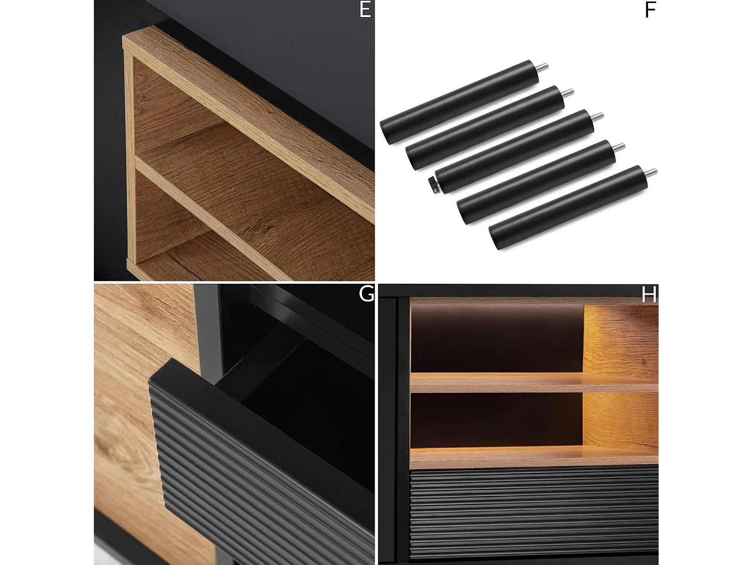 TV-Schränk Loft-Stil - schwarz - LOFTY