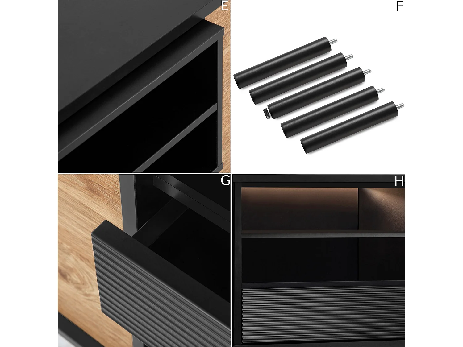 TV-Schränk Loft-Stil - schwarz - LOFTY