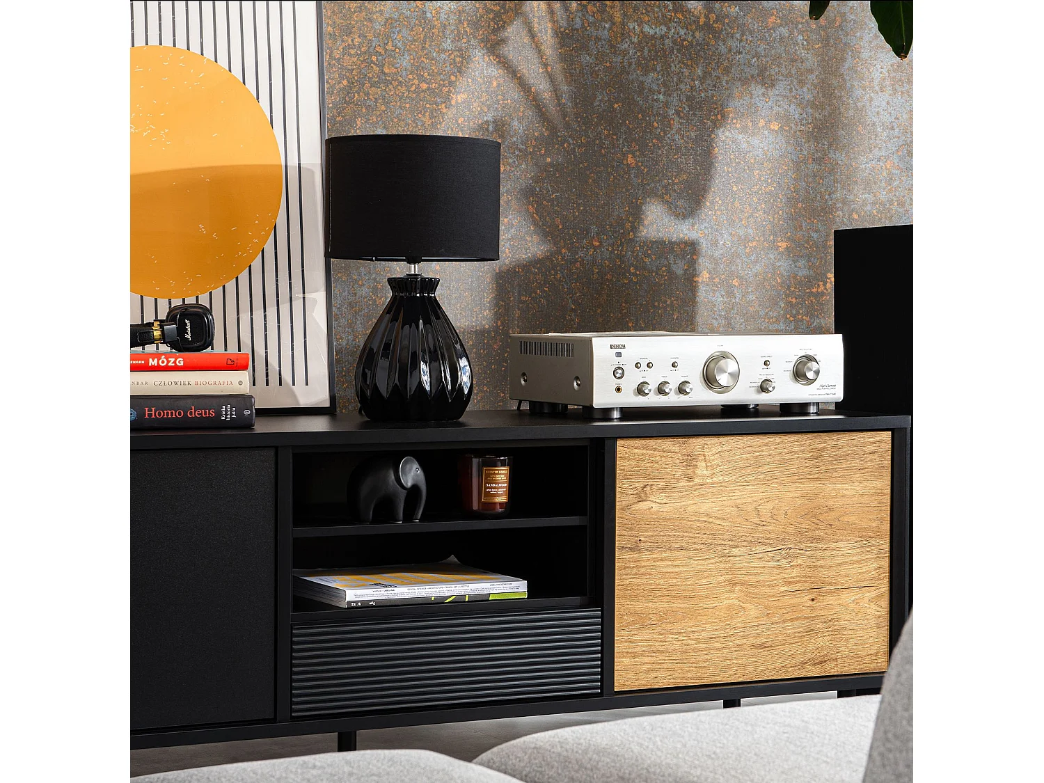 TV-Schränk Loft-Stil - schwarz - LOFTY