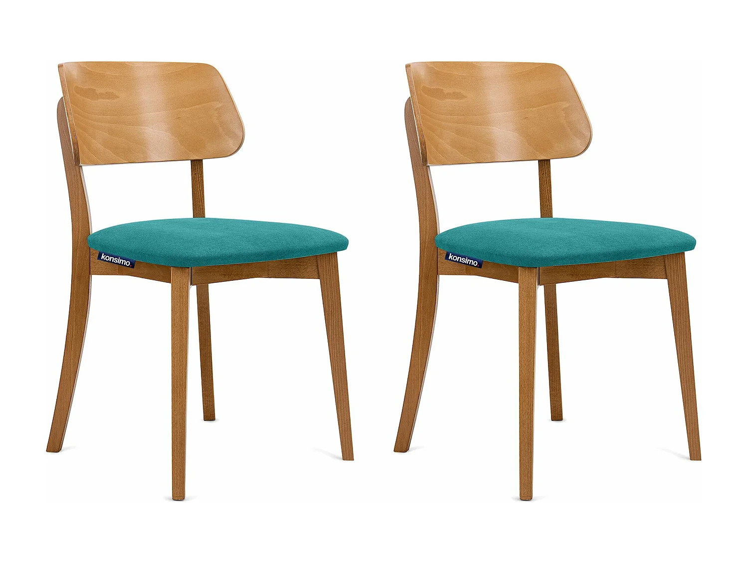 2er Set Esszimmerstühle - Velours-Sitz - Gestell aus Massivholz - blau - VINIS