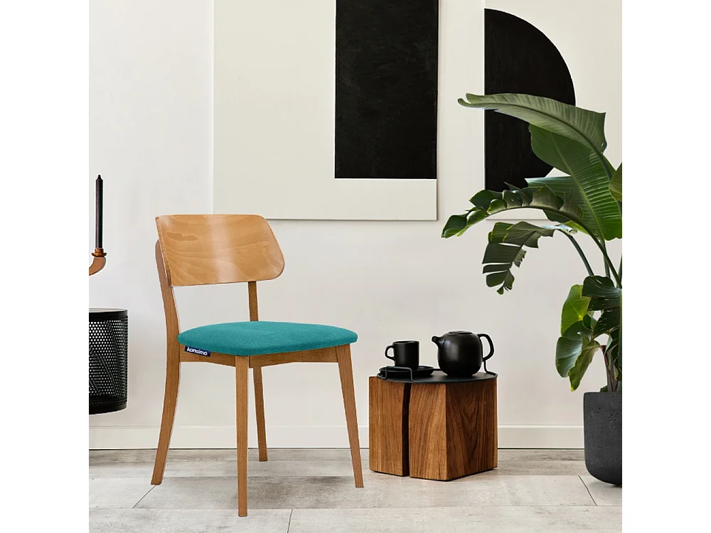 2er Set Esszimmerstühle - Velours-Sitz - Gestell aus Massivholz - blau - VINIS