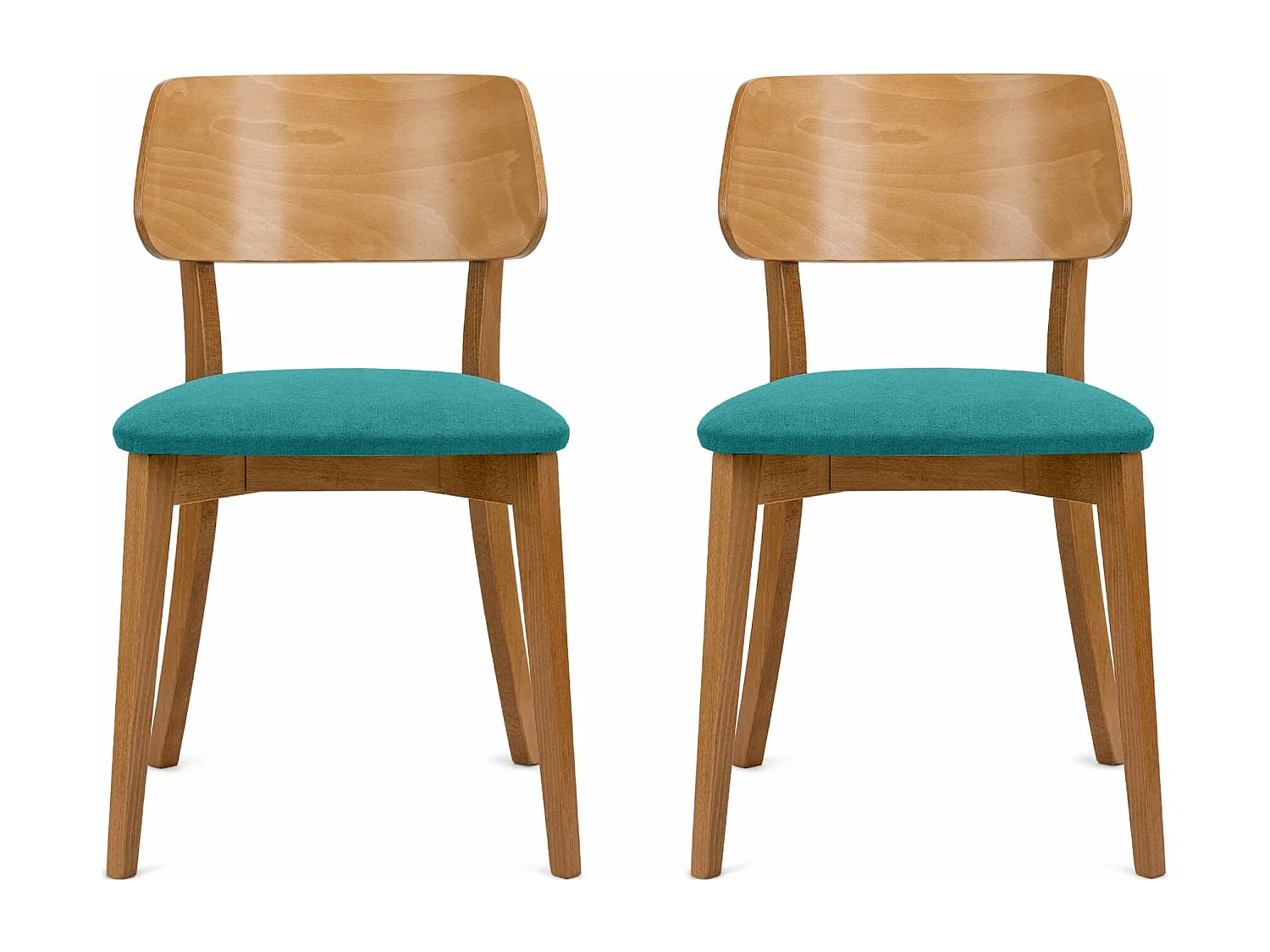 2er Set Esszimmerstühle - Velours-Sitz - Gestell aus Massivholz - blau - VINIS