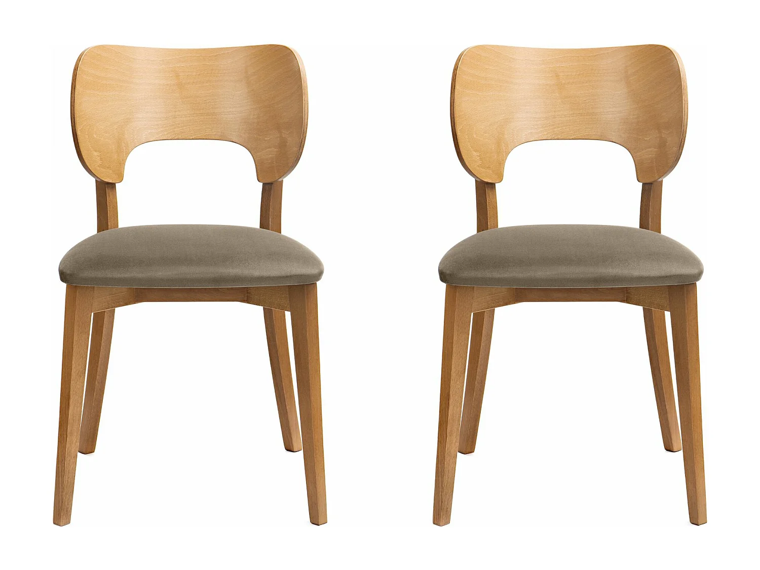 Esszimmerstühl 2 St - Velours-Sitz - Gestell aus Massivholz - beige - LYCO