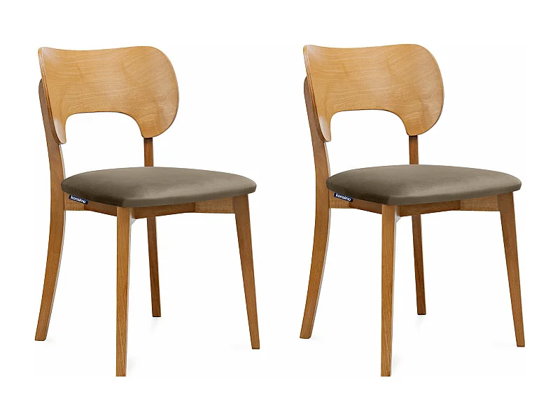 Esszimmerstühl 2 St - Velours-Sitz - Gestell aus Massivholz - beige - LYCO