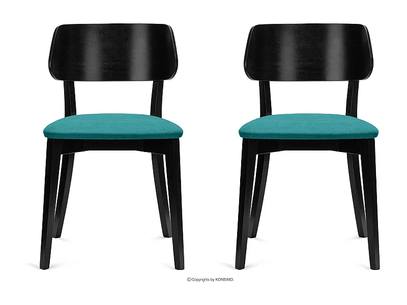 2er Set Esszimmerstühle - Gestell aus Massivholz - Veloursitz - blau - VINIS