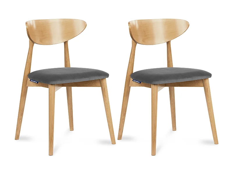 2er Set Esszimmerstühle - Gestell aus Massivholz - Grau - RABI