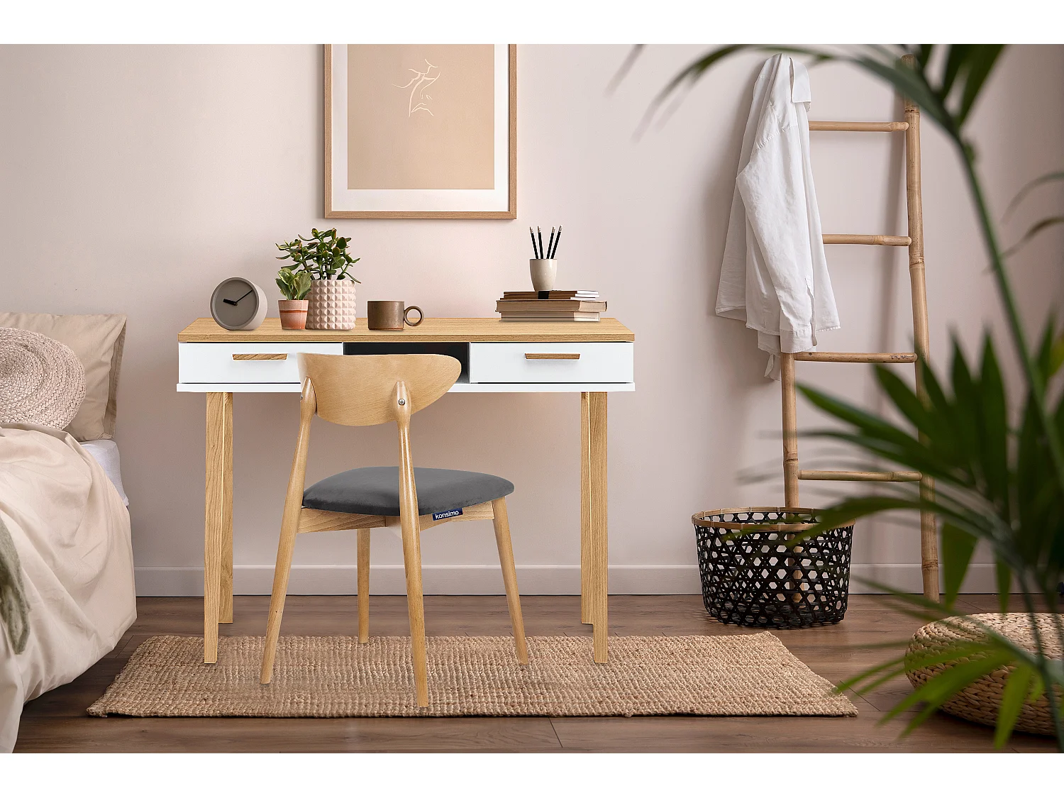 2er Set Esszimmerstühle - Gestell aus Massivholz - Grau - RABI