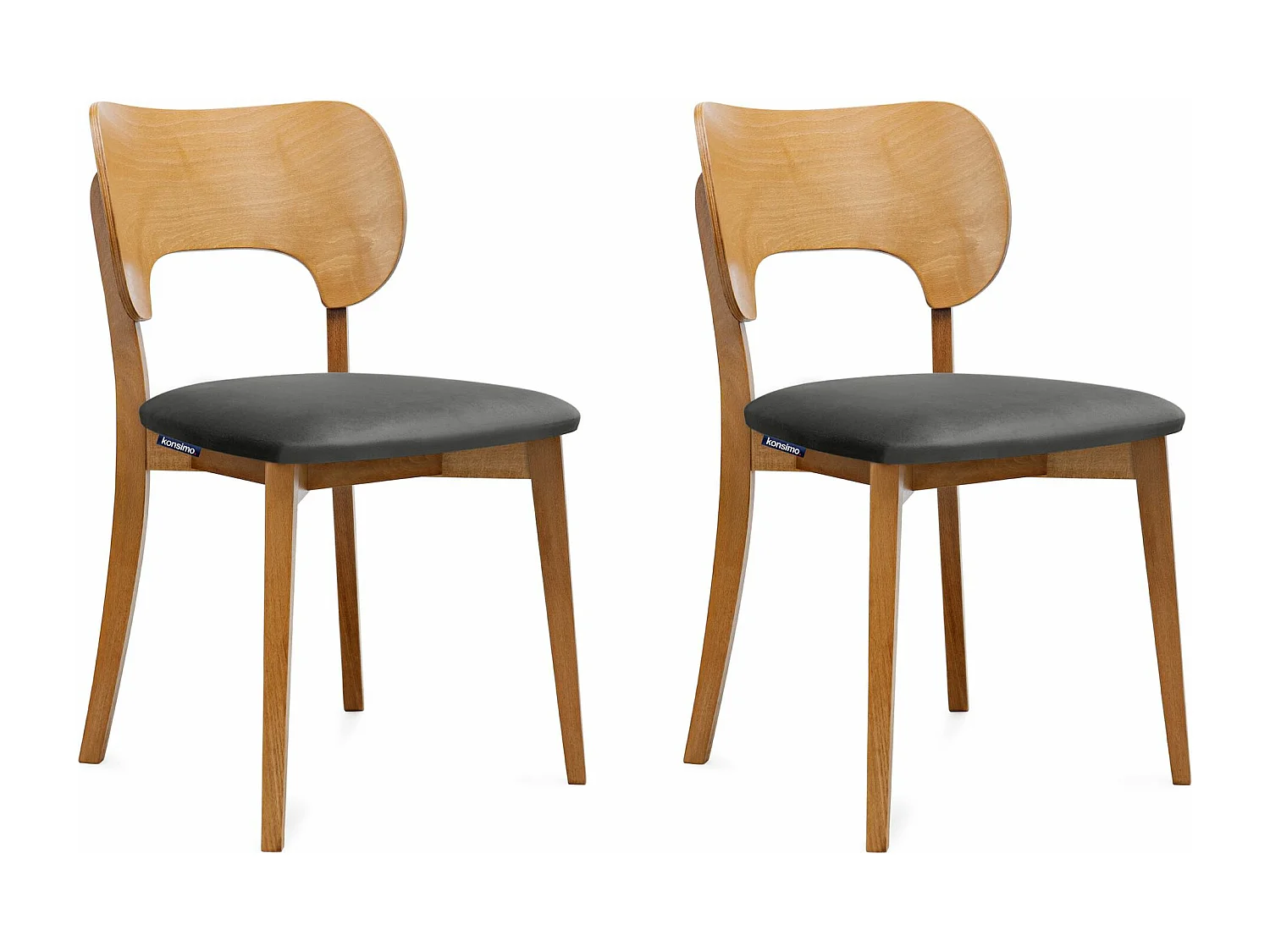 Esszimmerstühl 2 St - Velours-Sitz - Gestell aus Massivholz - Grau - LYCO