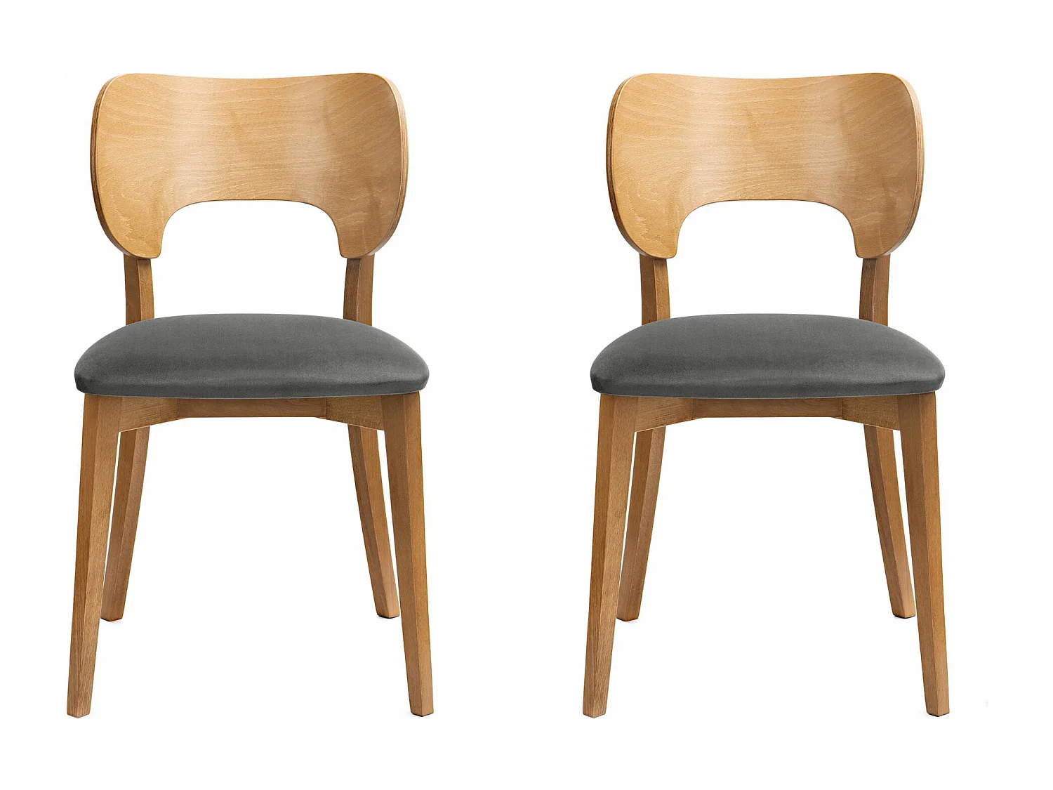 Esszimmerstühl 2 St - Velours-Sitz - Gestell aus Massivholz - Grau - LYCO